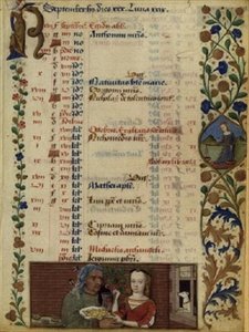 September; Two Figures with Fruit, from the Hours of Charles d